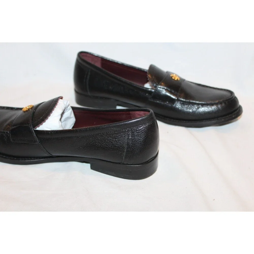 Tory Burch Classic Loafer Goat Leather Perfect Black Size 8.5 NWOB $325